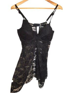Rampage Intimates Black Floral Lace Babydoll Chemise Lingerie Top Women Size 3X